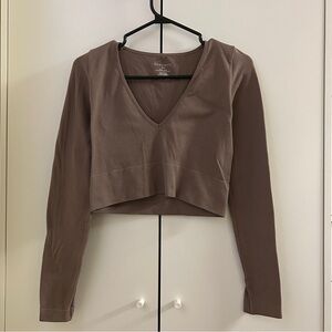 Dynamite Women's Brown Long Sleeve Crop Top